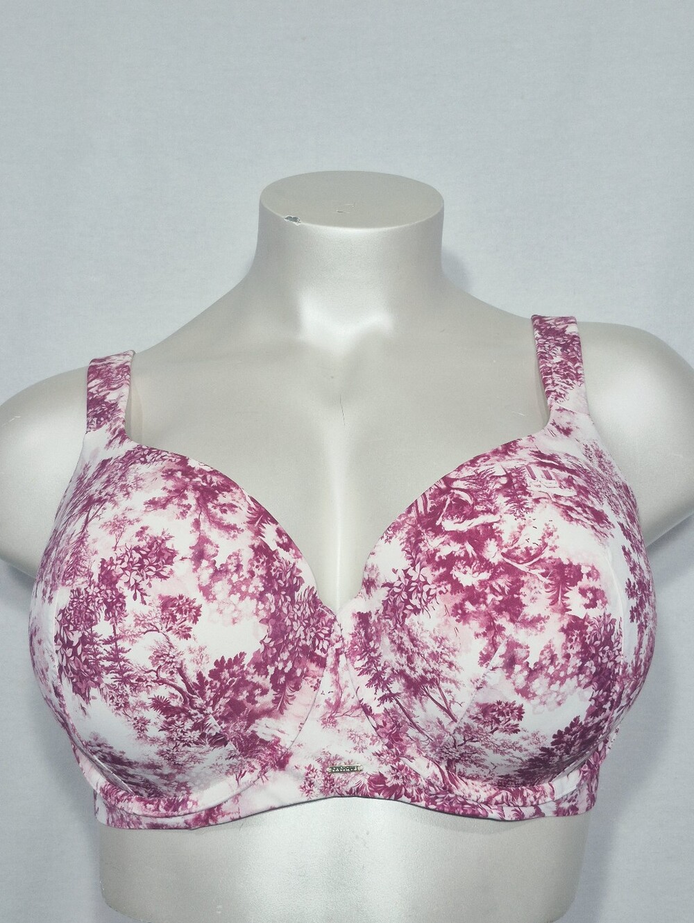 42F Cacique Lightly Lined Smooth‎ Balconette Underwire Bra Red & White Toile